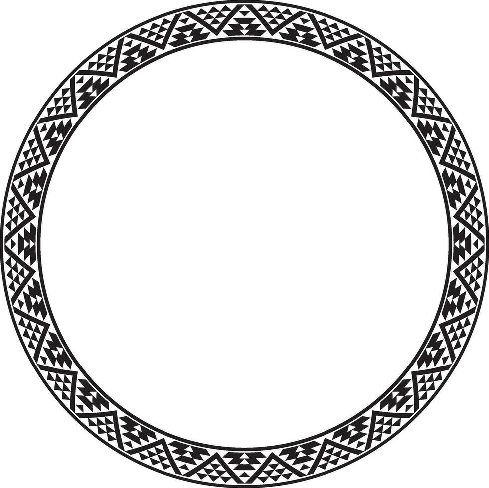 Vector monochrome round ornament of Native Americans, Aztecs. Circle border of the tribes of South and Central America.