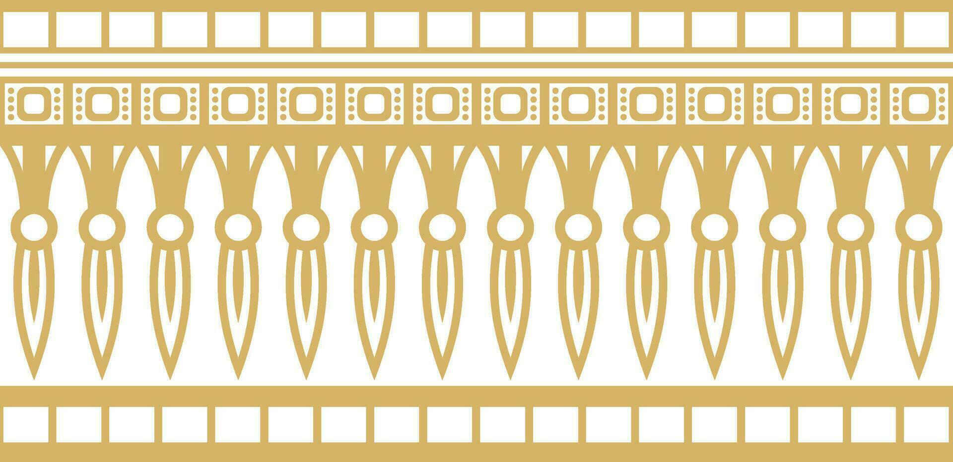 Vector golden seamless ornament of ancient Egypt. endless Border, frame in the pyramids.