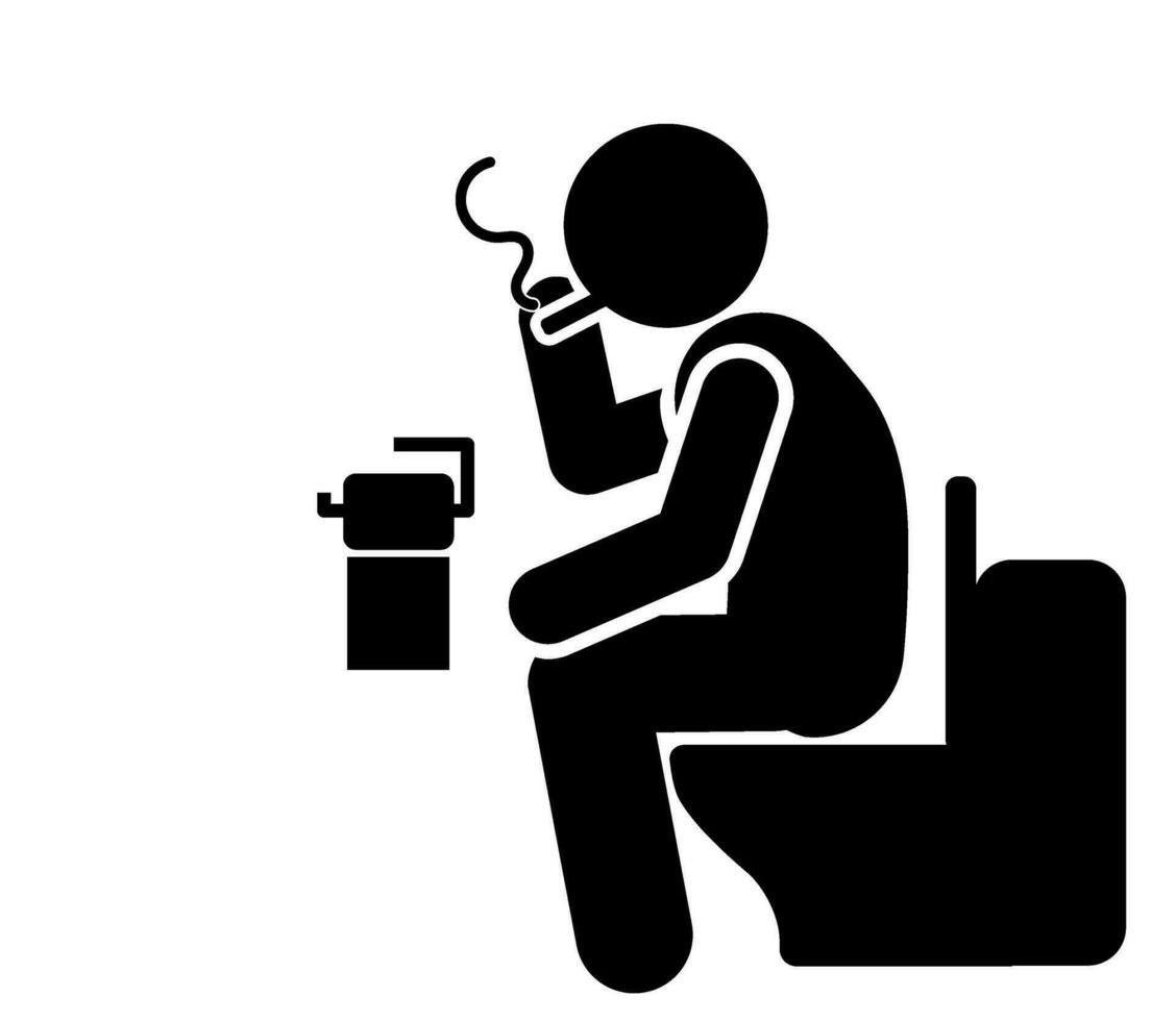 illustration and icon stick figure,stickman,pictogram. defecate in the toilet vector