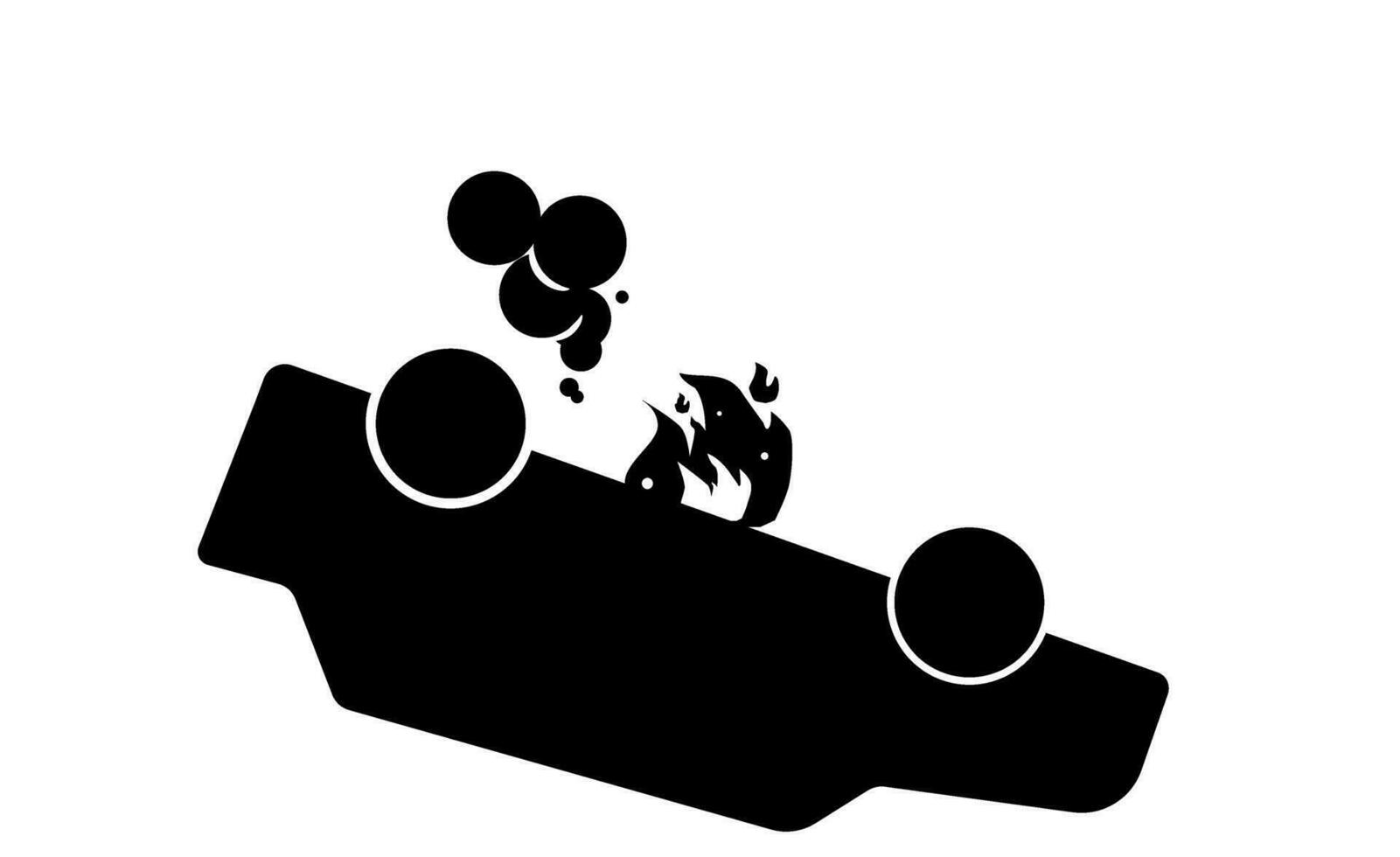 silhouette illustration of a car having an accident vector