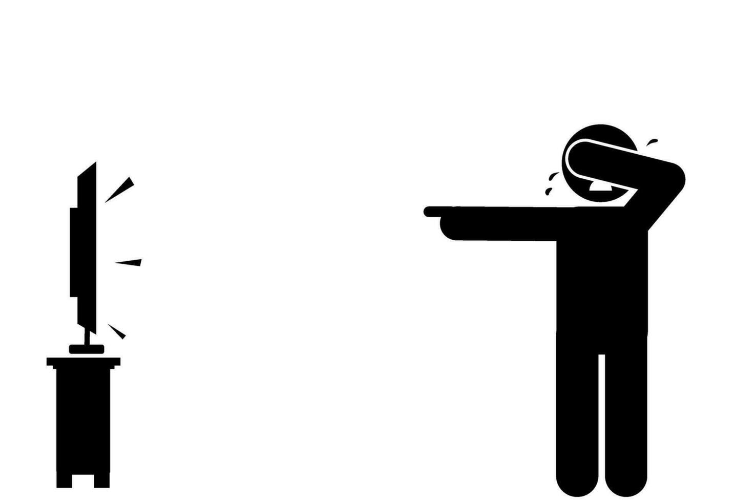 illustration and icon stick figure,stickman,pictogram. watching tv, watching television vector