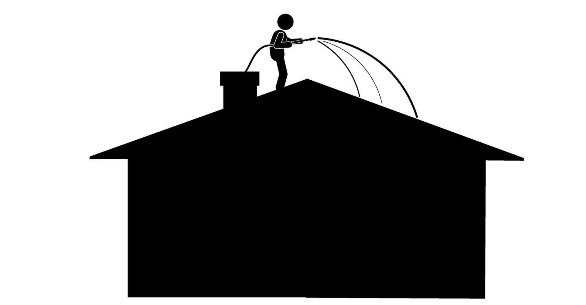 illustration and icon stick figure,stickman,pictogram. cleaning the house, washing the house,cleaning the roof vector