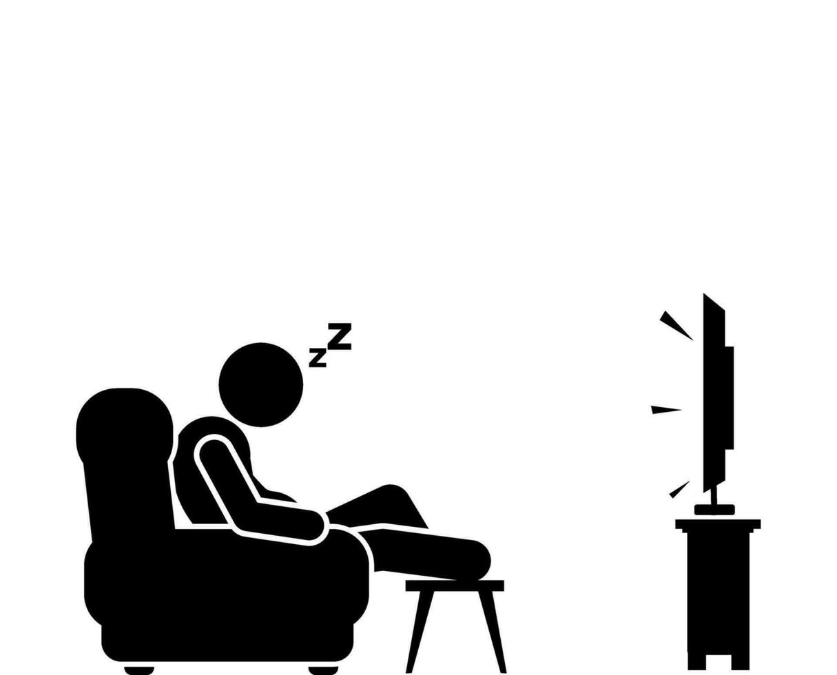 illustration and icon stick figure,stickman,pictogram. watching tv, watching television vector