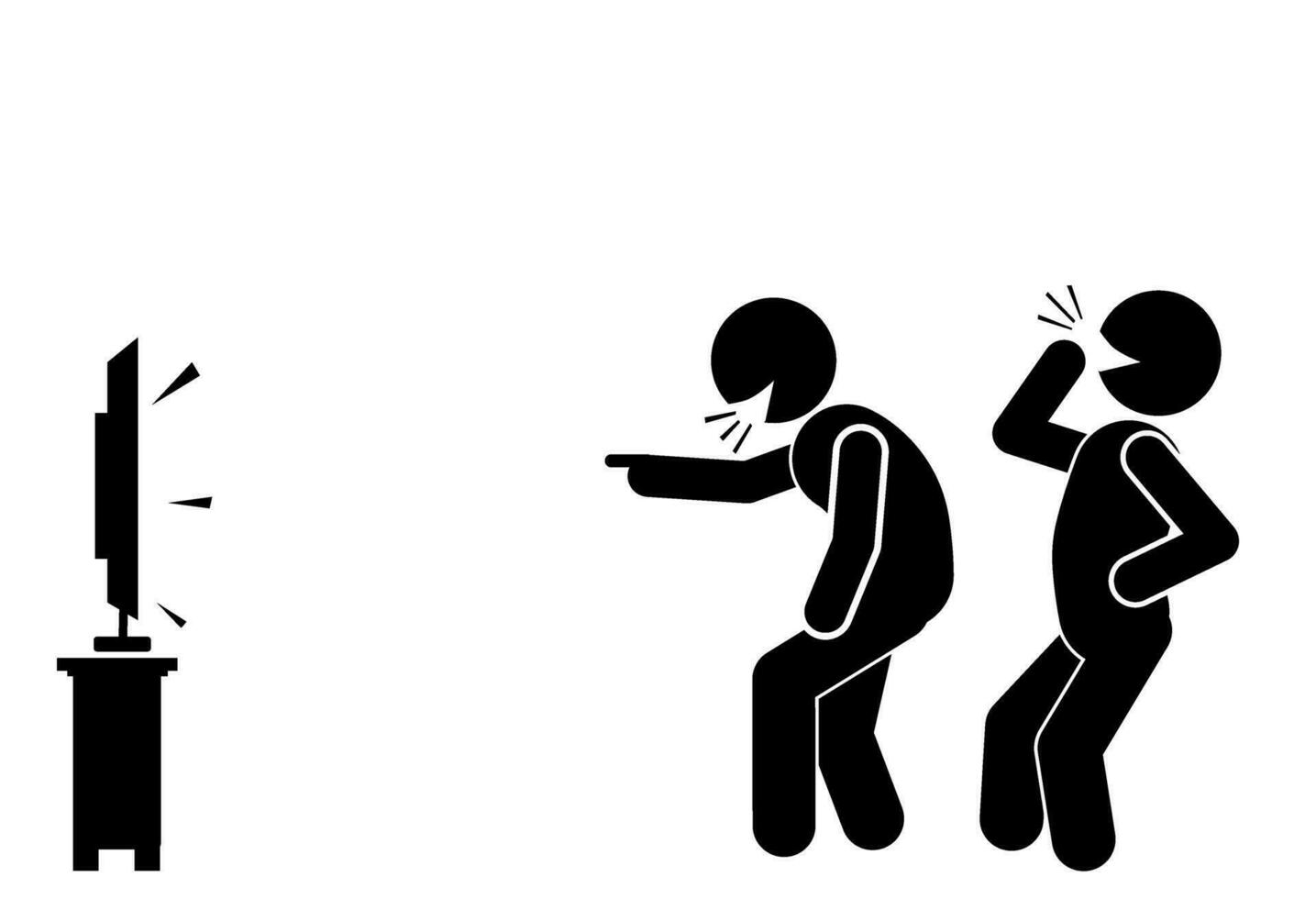 illustration and icon stick figure,stickman,pictogram. watching tv, watching television vector