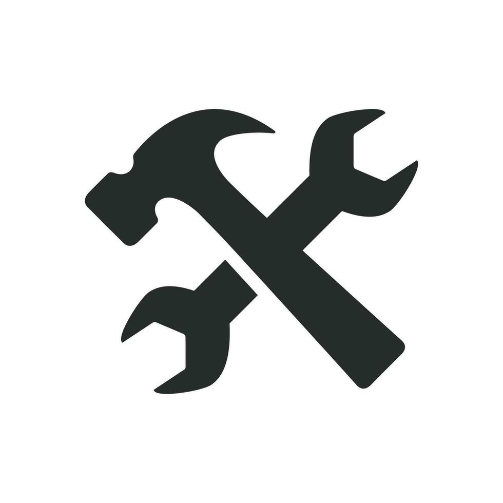 Tool repair wrench with  hammer icon vector design illustration