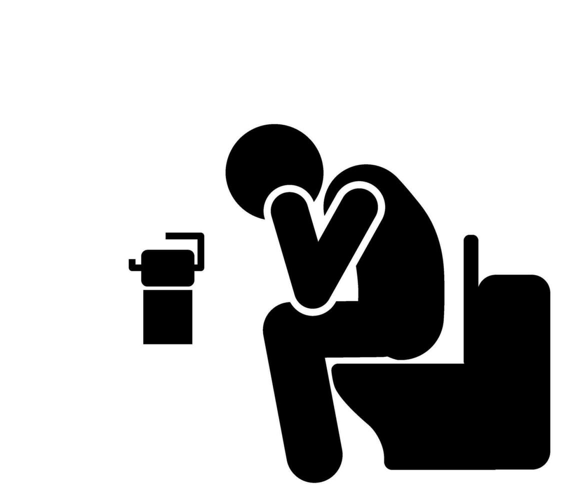 illustration and icon stick figure,stickman,pictogram. defecate in the toilet vector