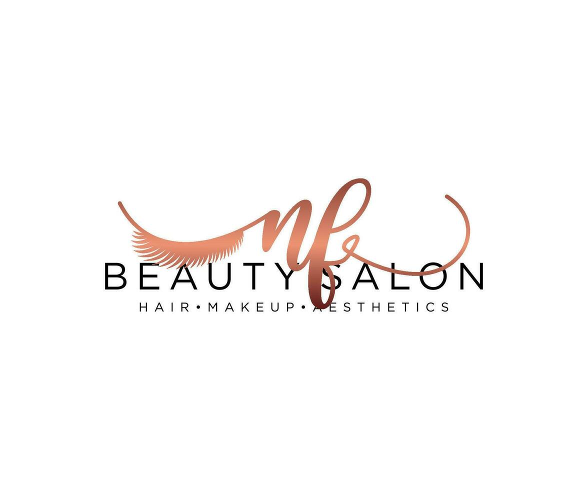 Initial NF feminine logo collections template. handwriting logo of initial signature, wedding, fashion, jewerly, boutique, floral and botanical with creative template for any company or business. vector