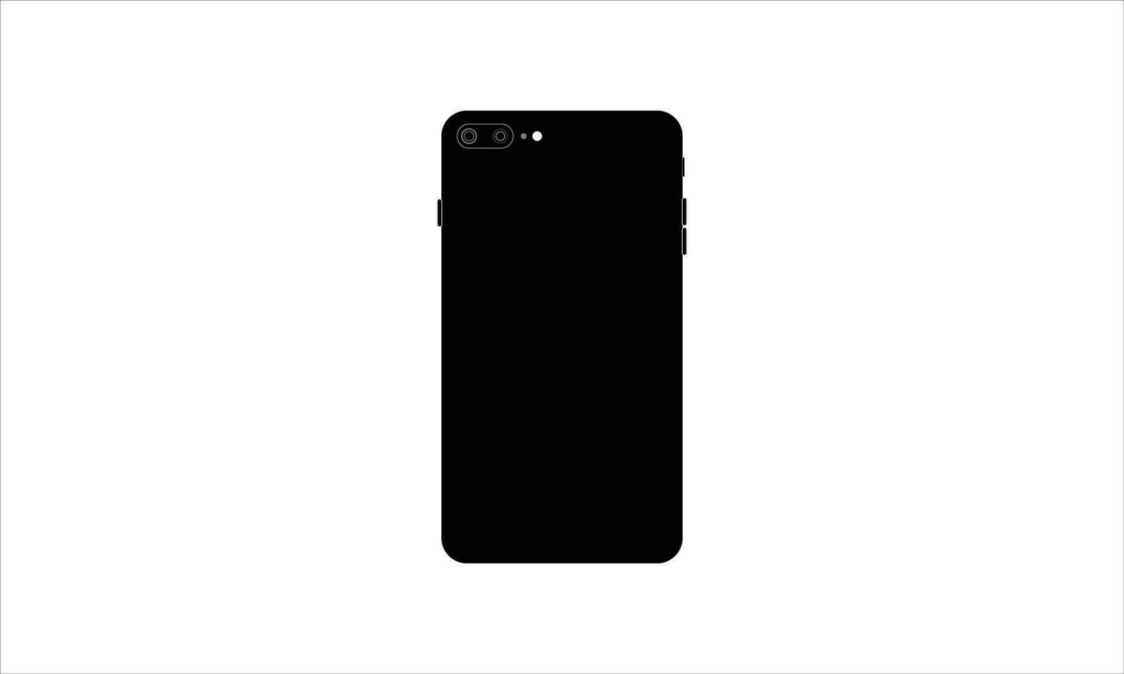 black mobile phone back isolated on white background vector