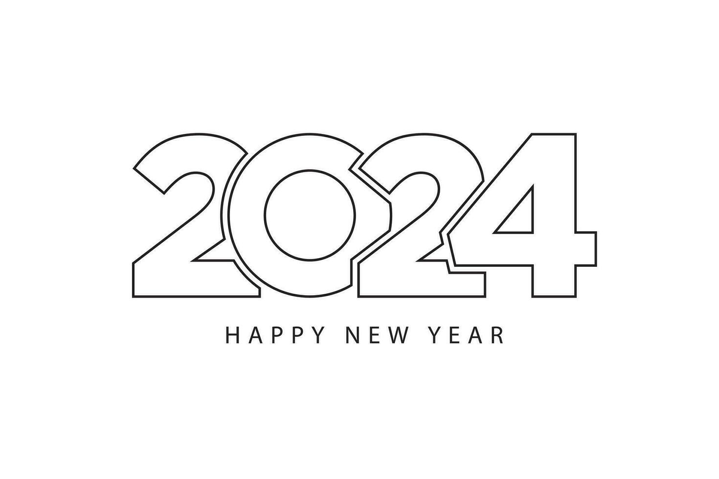Simple style lines happy new year 2024 black white theme. Vector