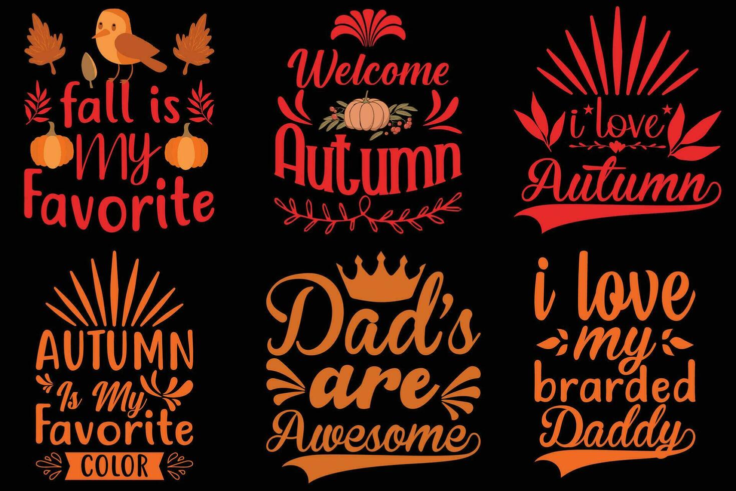 Autumn Fall T shirt Design Bundle vector