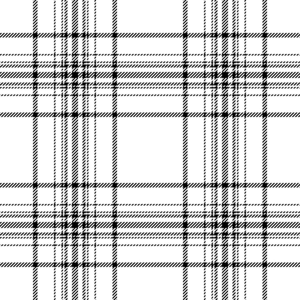 Plaid seamless pattern in black white. Check fabric texture. Vector textile print.