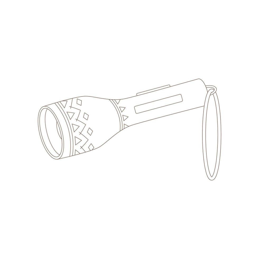 Flashlight. Drawn elements for camping and hiking. Wilderness survival, travel, hiking, outdoor recreation, tourism. vector