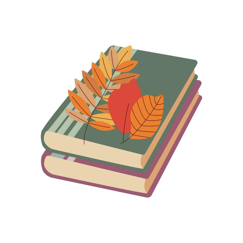 Books. Hello autumn. Autumn season element, icon. vector