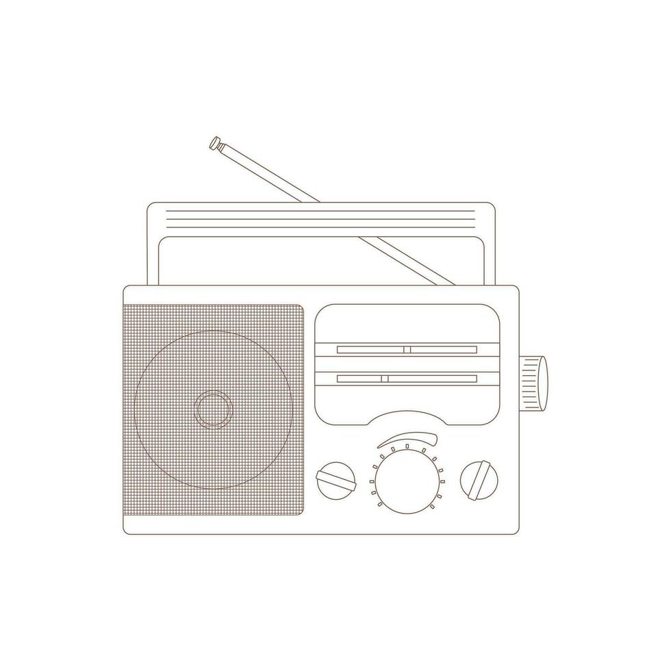 Radio. Drawn elements for camping and hiking. Wilderness survival, travel, hiking, outdoor recreation, tourism. Flat vector illustration isolated on white background.