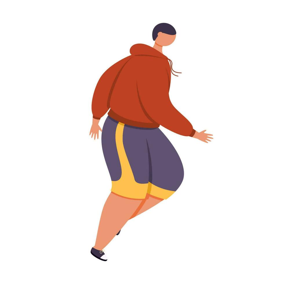 Young guy in sportswear is running isolated on white background. vector