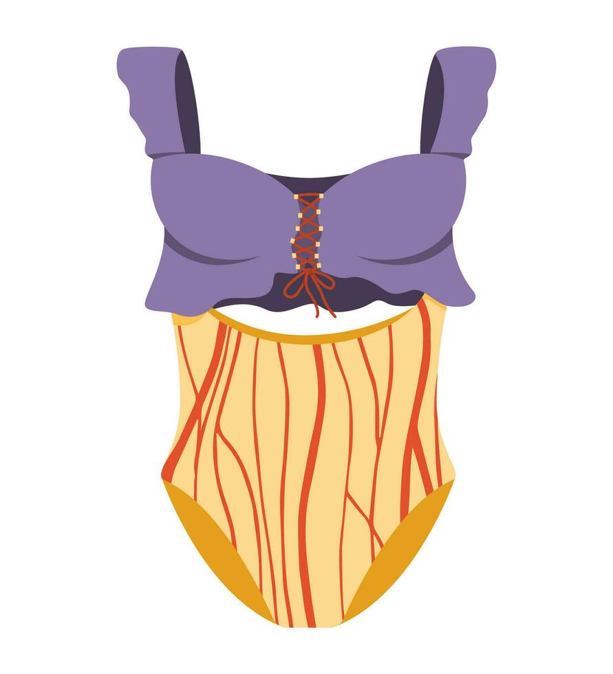 Modern swimsuit with a bright multicolor pattern vector