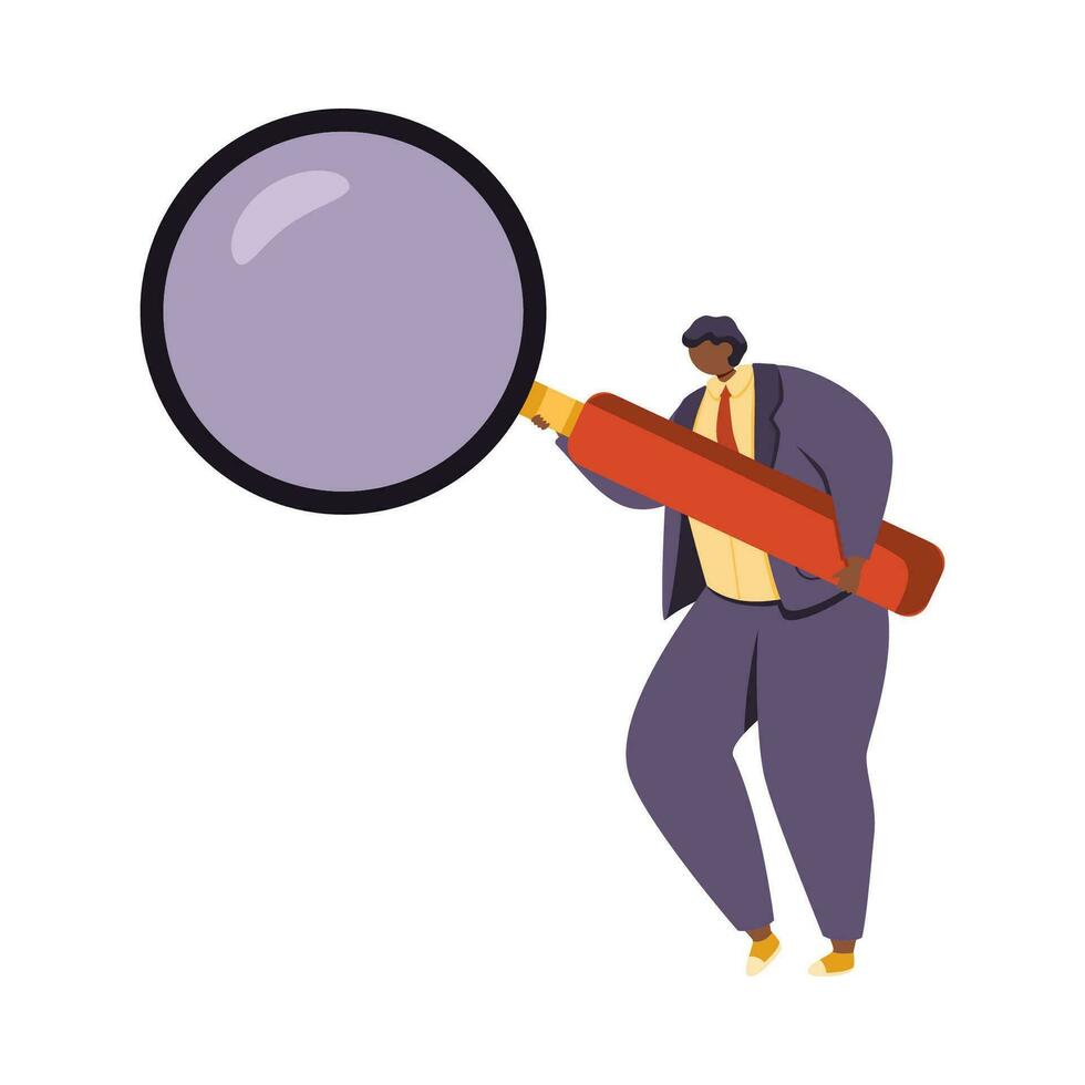 Businessman is looking for new perspectives and opportunities with a magnifying glass. vector