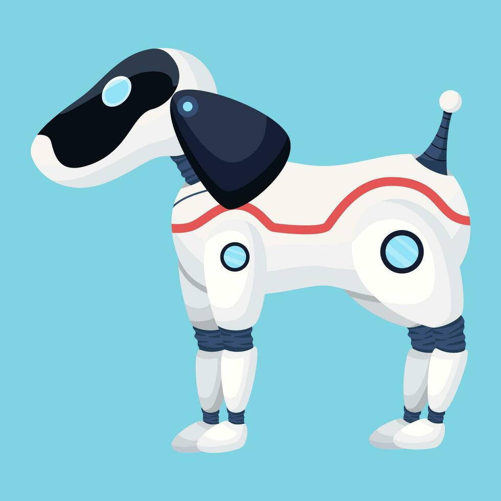 Dog robot isolated on blue background. vector