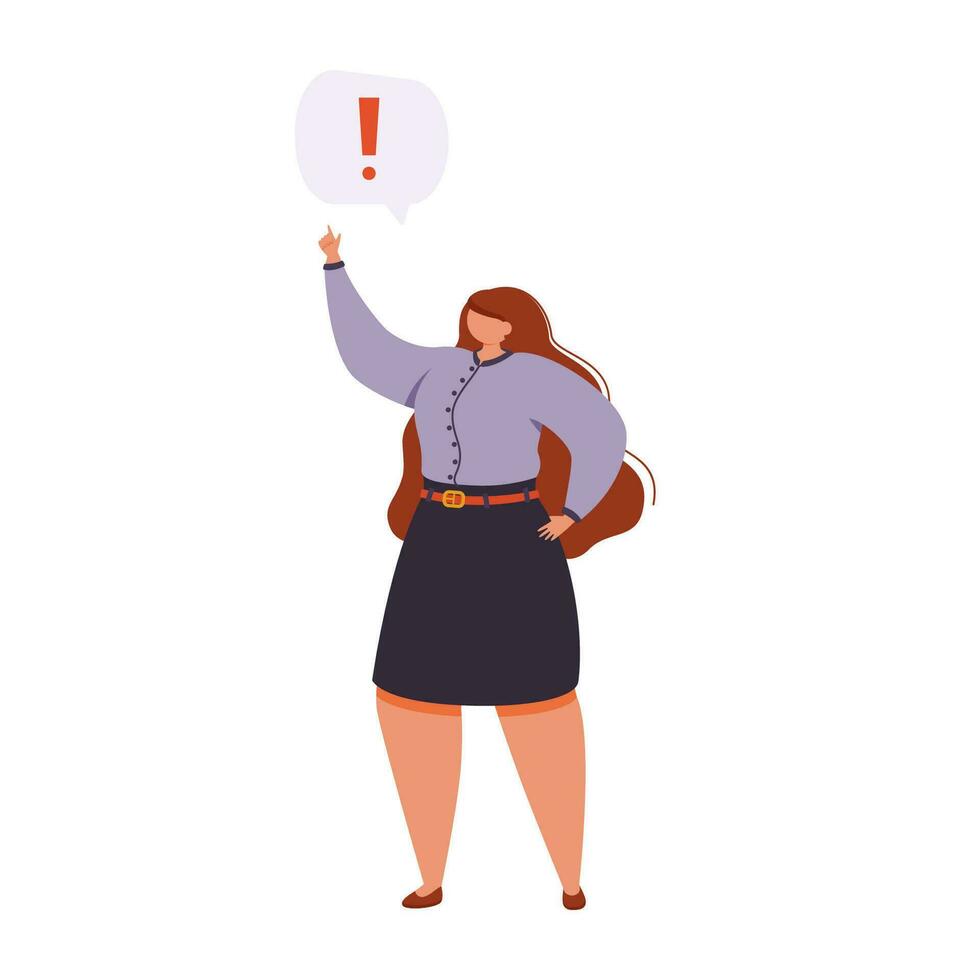 Businesswoman with a good remark or idea. vector