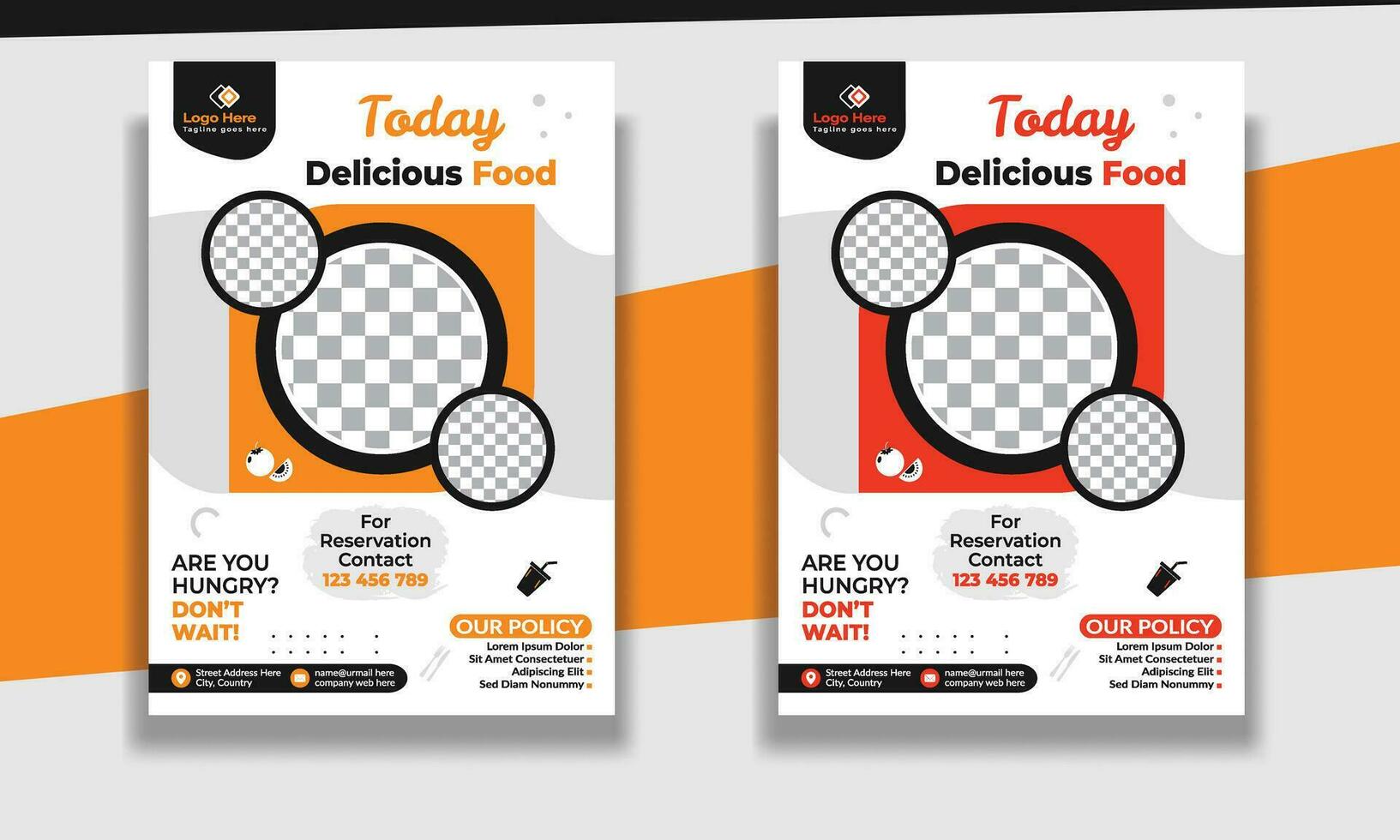 Fast Food Flyer Design Template cooking, restaurant menu, food ordering, Pizza, Burger, French fries and Soda. Vector illustration for poster, flyer, cover, menu, brochure.