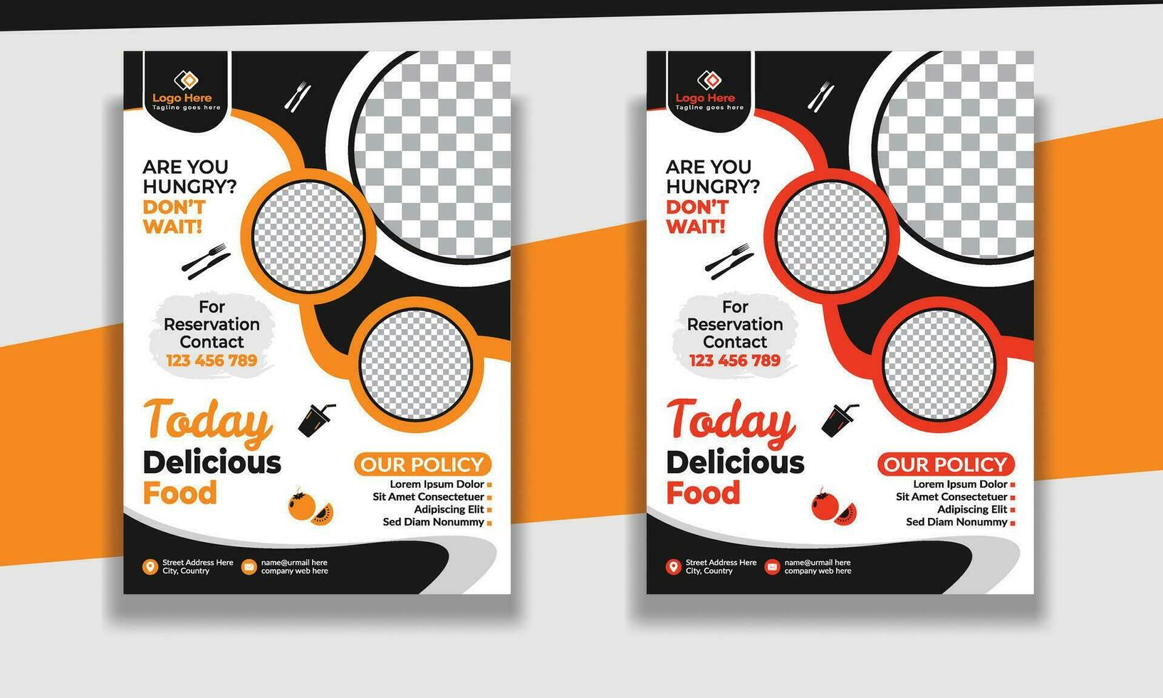 Fast Food Flyer Design Template cooking, restaurant menu, food ordering, Pizza, Burger, French fries and Soda. Vector illustration for poster, flyer, cover, menu, brochure.