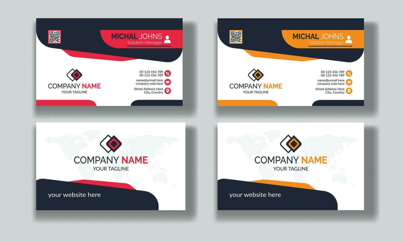 creativo moderno limpiar corporativo doble lado negocio tarjeta plantilla, personal visitando tarjeta, vector ilustración, profesional sencillo identidad azul, rojo blanco y negro elegante visitando tarjeta.