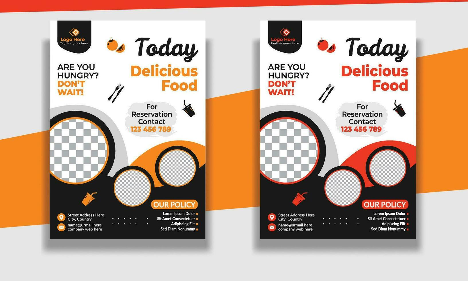 Fast Food Flyer Design Template cooking, restaurant menu, food ordering, Pizza, Burger, French fries and Soda. Vector illustration for poster, flyer, cover, menu, brochure.