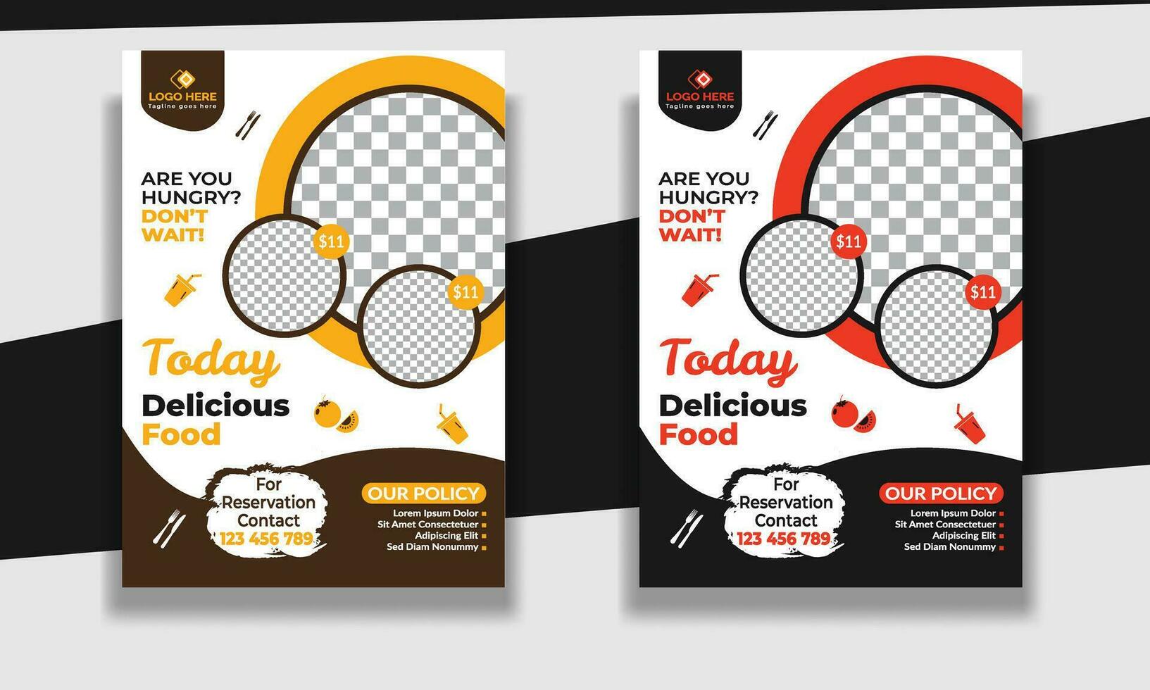 Fast Food Flyer Design Template cooking, restaurant menu, food ordering, Pizza, Burger, French fries and Soda. Vector illustration for poster, flyer, cover, menu, brochure.