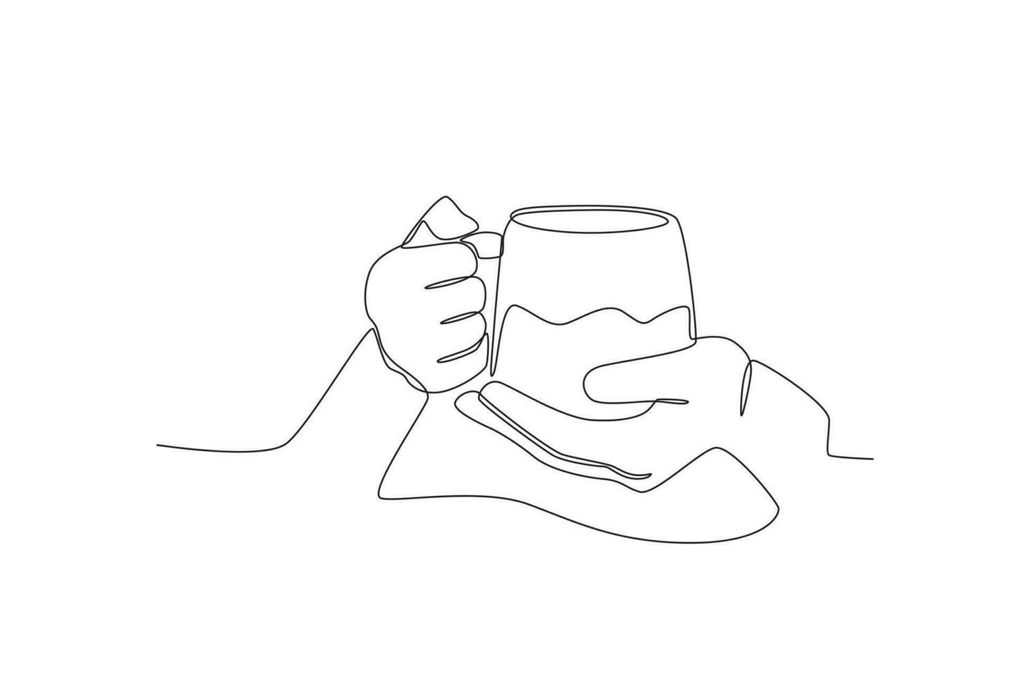 Hand-holding cup of cappuccino vector