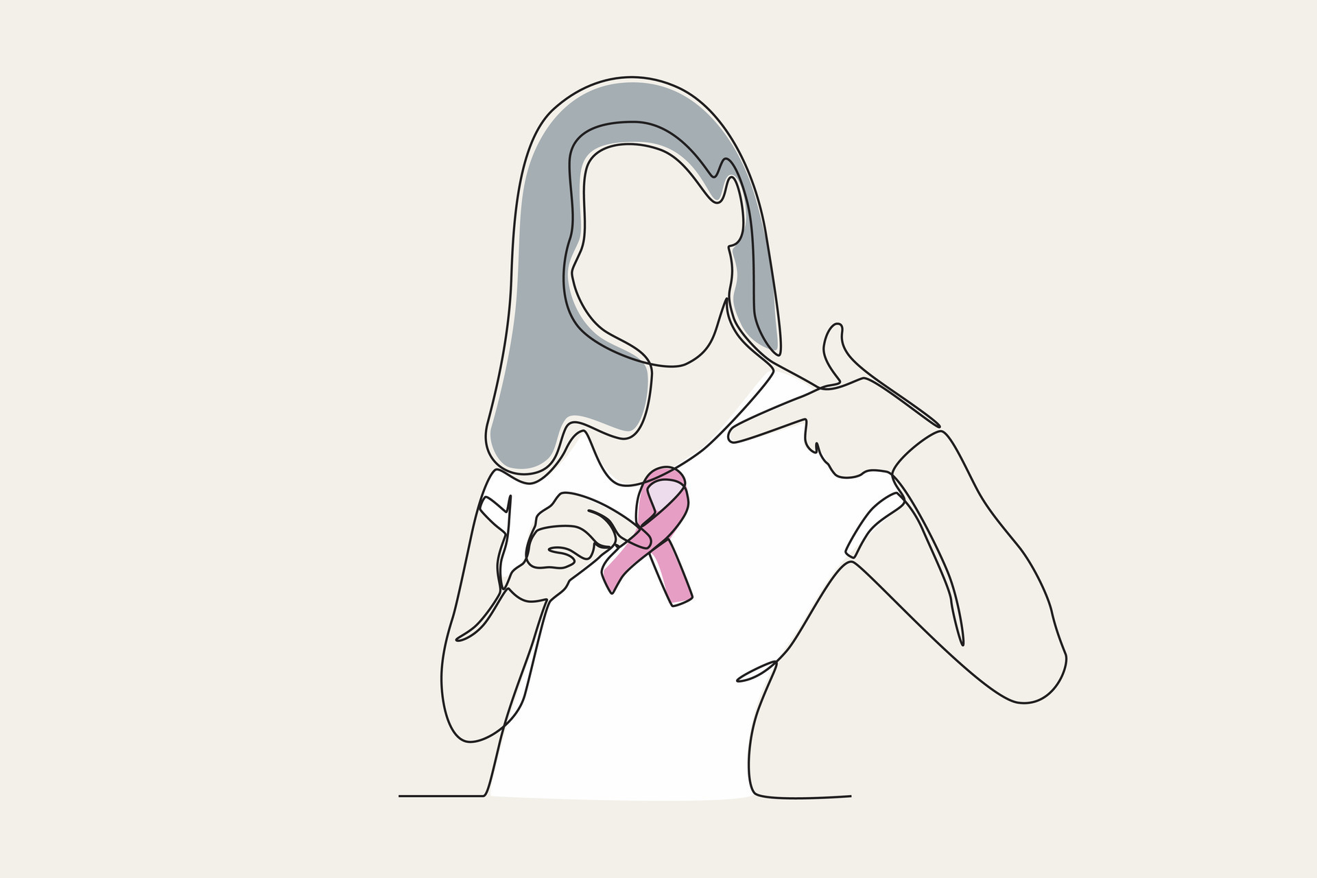 https://static.vecteezy.com/system/resources/previews/026/754/984/original/colored-illustration-of-a-woman-pointing-at-a-breast-cancer-ribbon-vector.jpg