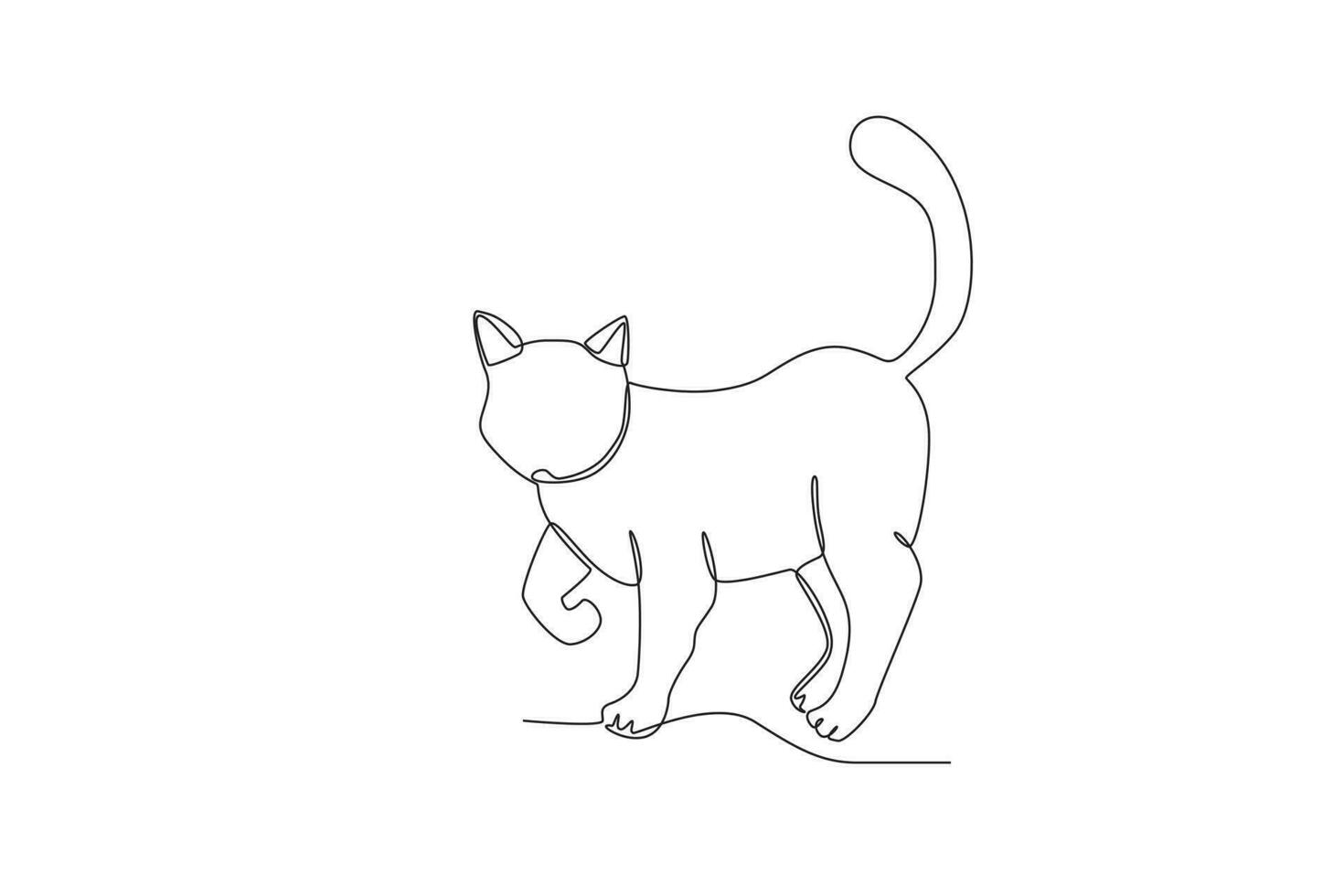 A cat stands with one leg raised vector