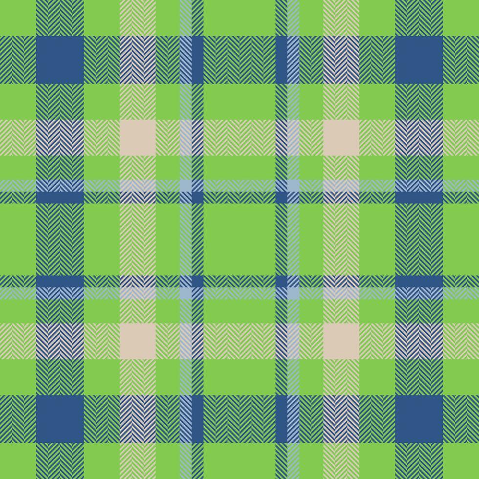 Plaid check pattern in green color. Seamless fabric texture. Tartan textile print. vector