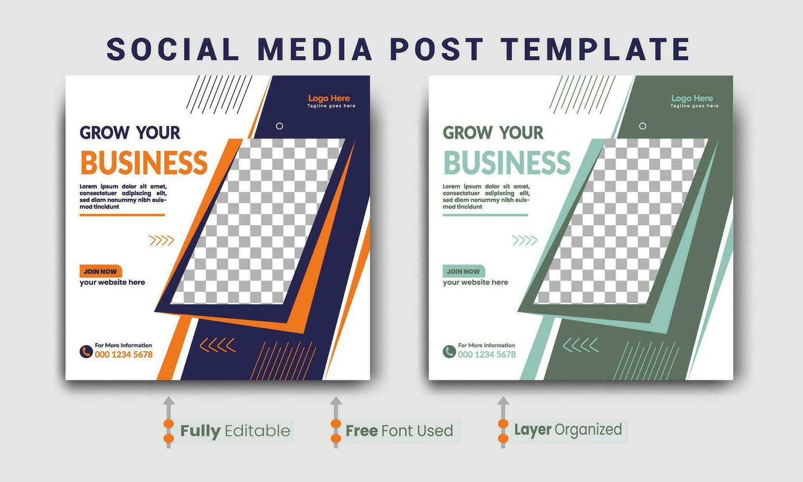 Digital marketing webinar and business social media post template, Social Media Post template for online advertising, Business marketing webinar social media post template. vector