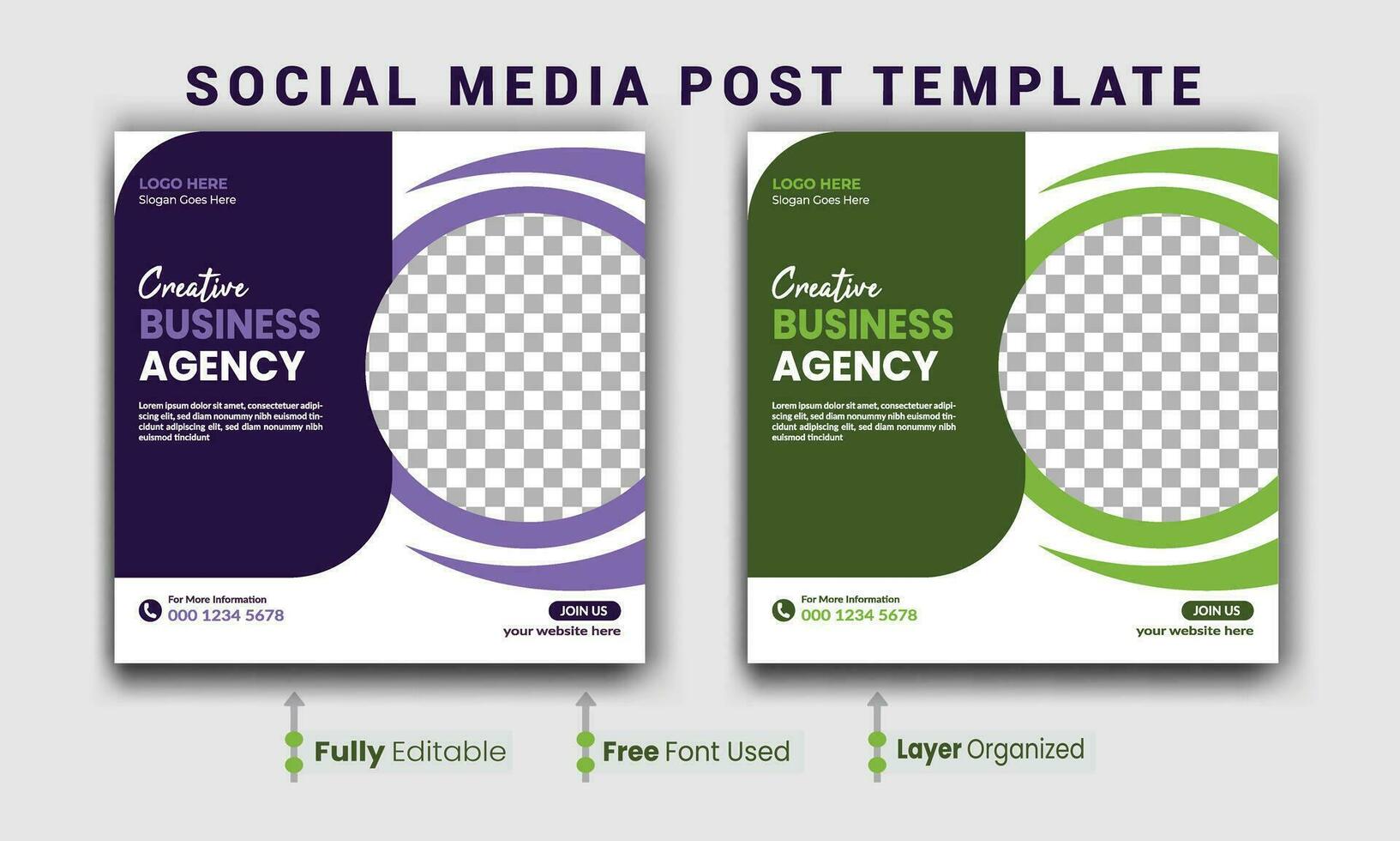 Digital marketing webinar and business social media post template, Social Media Post template for online advertising, Business marketing webinar social media post template. vector