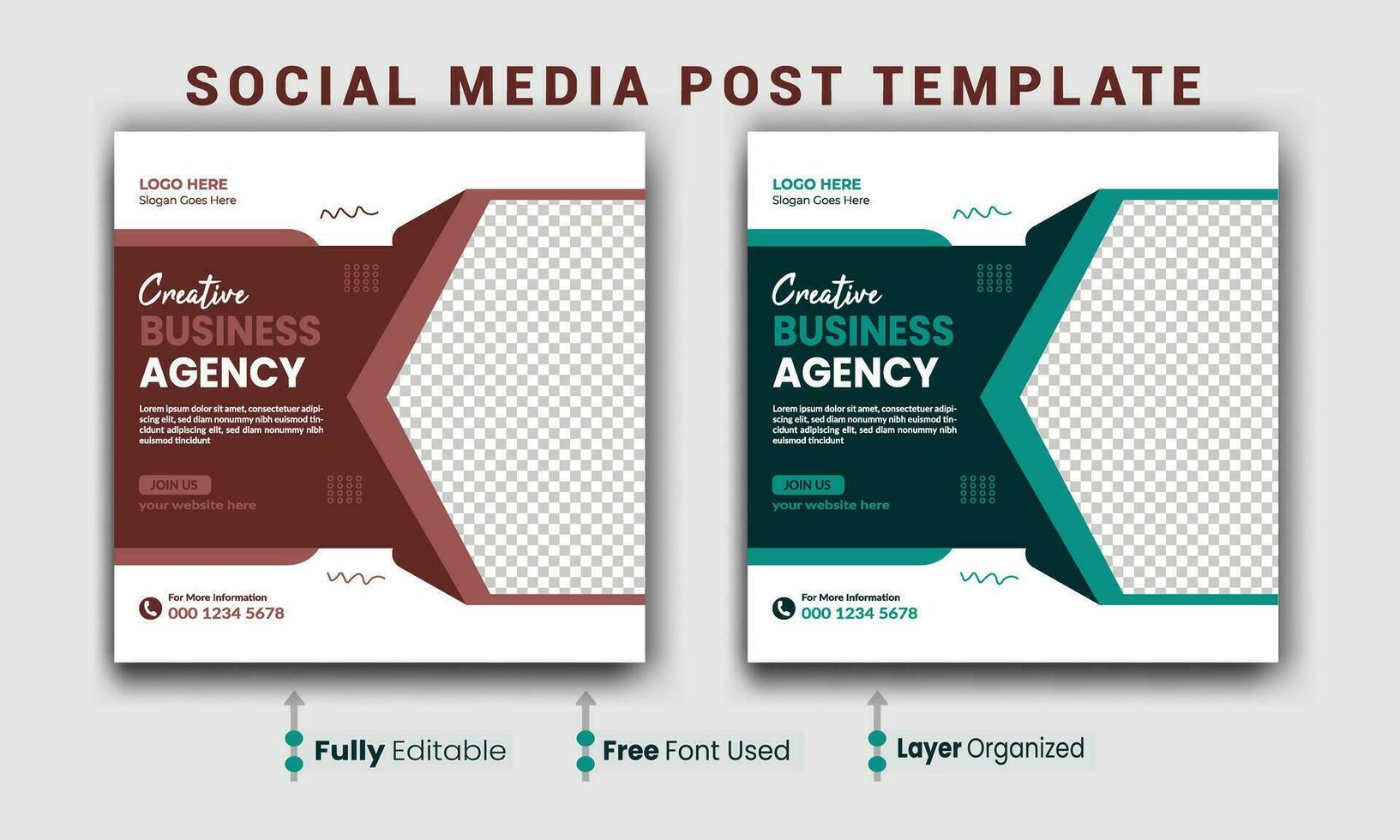 Digital marketing webinar and business social media post template, Social Media Post template for online advertising, Business marketing webinar social media post template. vector