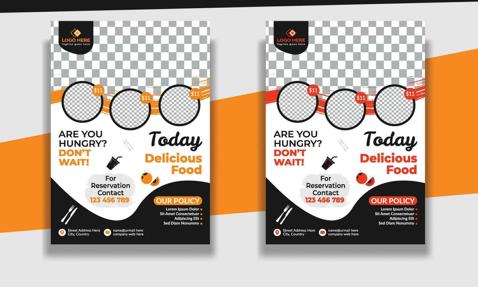 Fast Food Flyer Design Template cooking, restaurant menu, food ordering, Pizza, Burger, French fries and Soda. Vector illustration for poster, flyer, cover, menu, brochure.