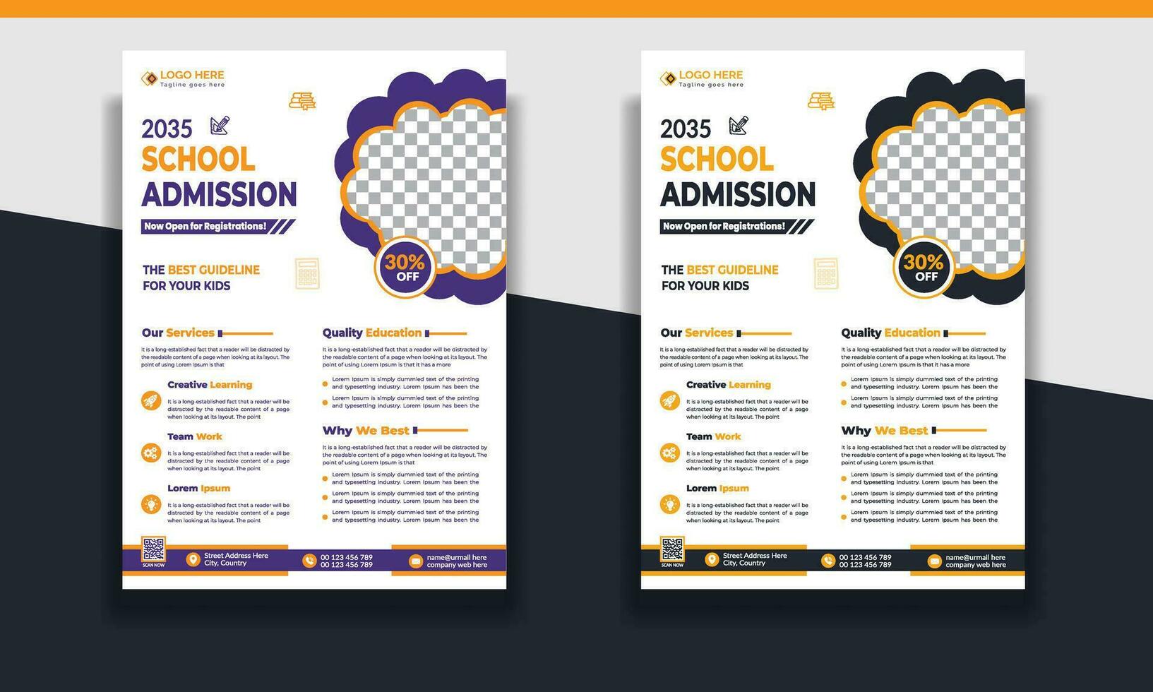 Kids Education Flyer Template, Admission flyer template, brochure layout School Admission Open Flyer Design Template Vector Education poster, Kids back to school education flyer.