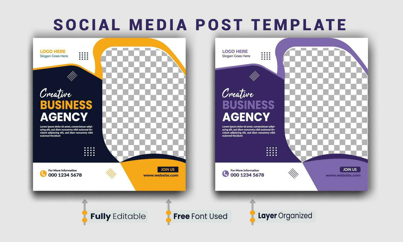 Digital marketing webinar and business social media post template, Social Media Post template for online advertising, Business marketing webinar social media post template. vector