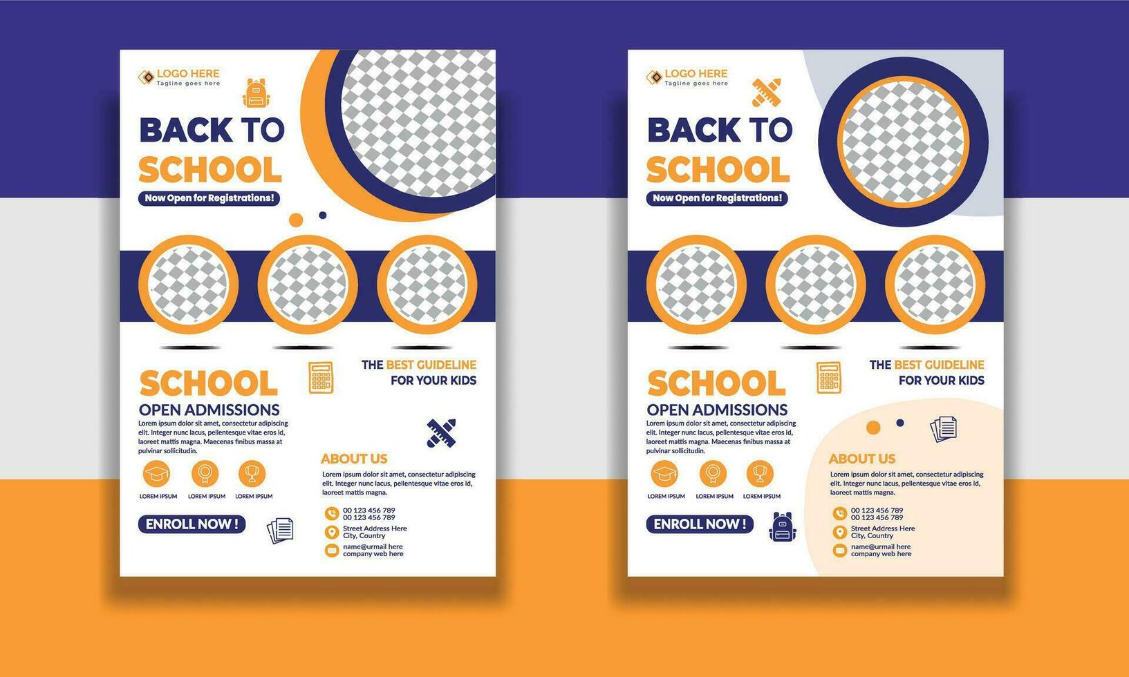 Kids Education Flyer Template, Admission flyer template, brochure layout School Admission Open Flyer Design Template Vector Education poster, Kids back to school education flyer.