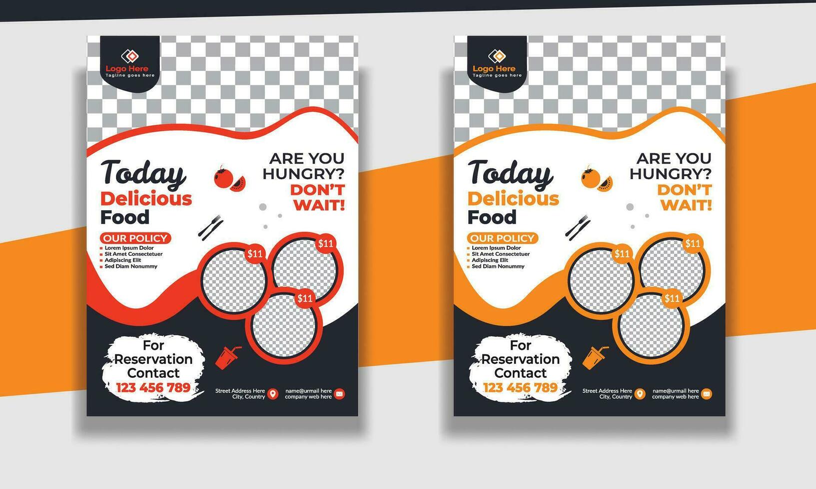 Fast Food Flyer Design Template cooking, restaurant menu, food ordering, Pizza, Burger, French fries and Soda. Vector illustration for poster, flyer, cover, menu, brochure.