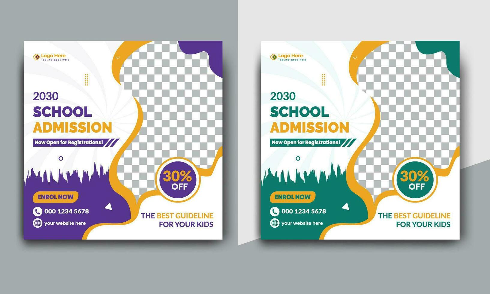 School admission social media post banner design. back to school social media post banner design set. Back to school admission promotion banner. school admission template design vector