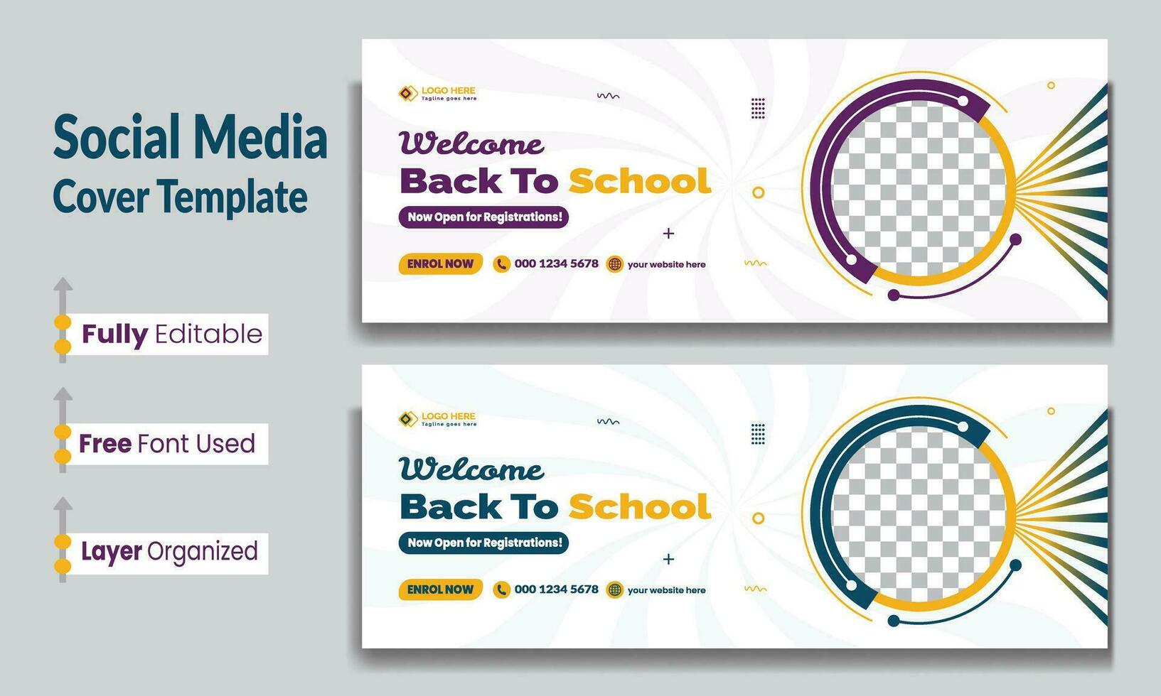 School admission social media cover design. back to school social media cover banner design. Back to school admission social media cover and web banner. vector