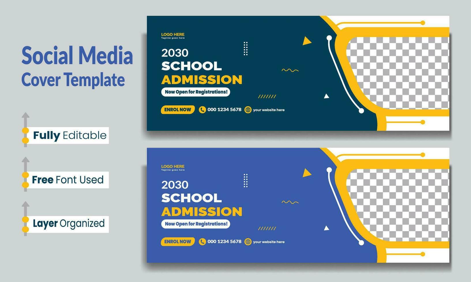 School admission social media cover design. back to school social media cover banner design. Back to school admission social media cover and web banner. vector