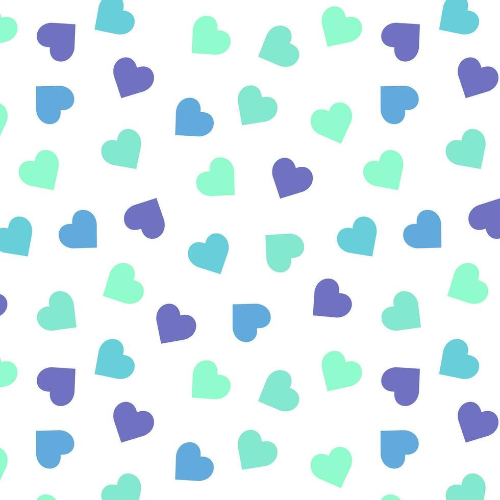 Colorful Hearts Blue Green Seamless Pattern Background vector