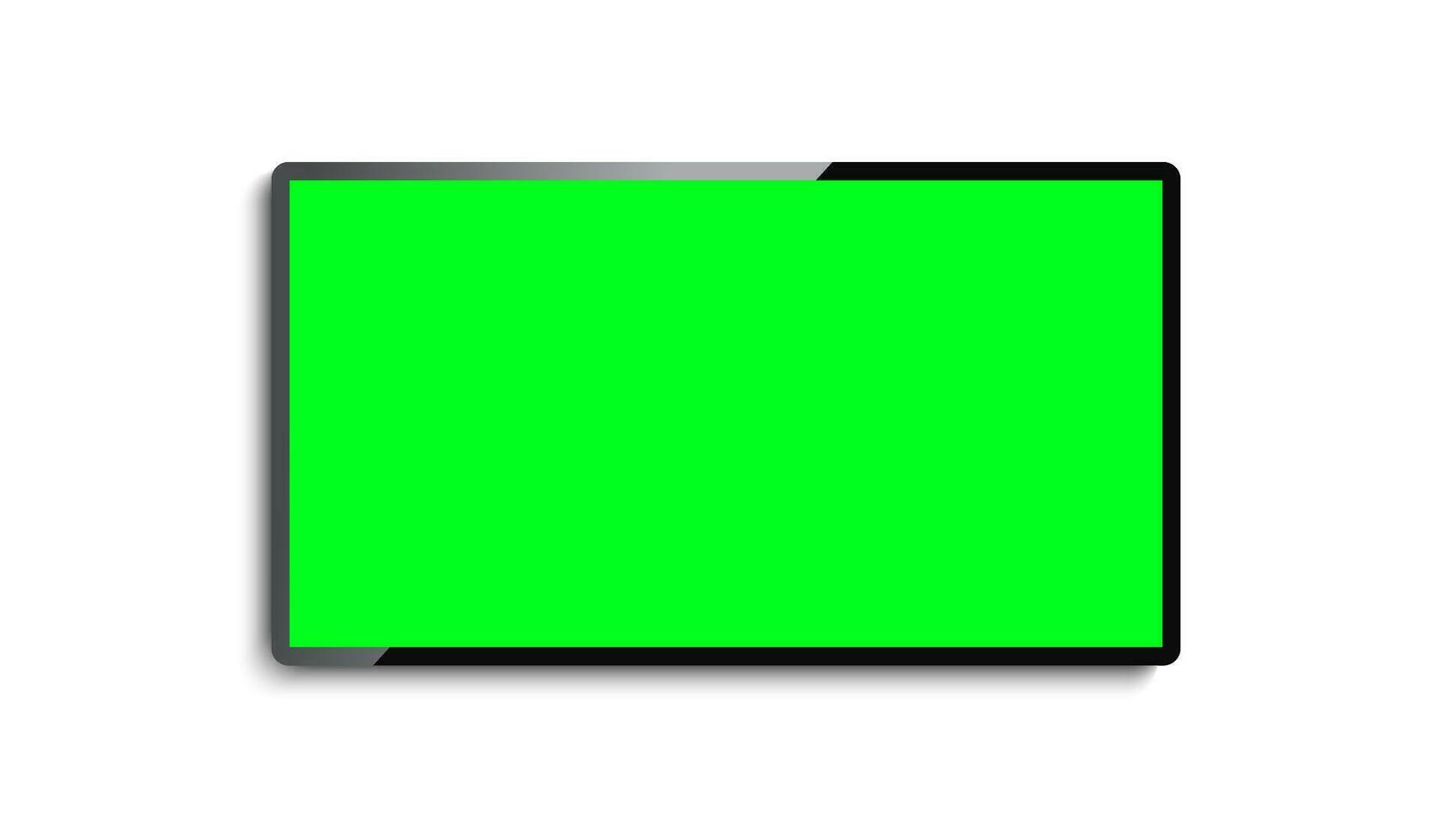 Realistic Television Green Screen Blank TV Display Mockup Vector Illustration