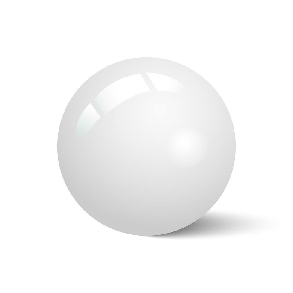 Realistic White Glossy Marble Sphere Ball Isolated Vector Illustration