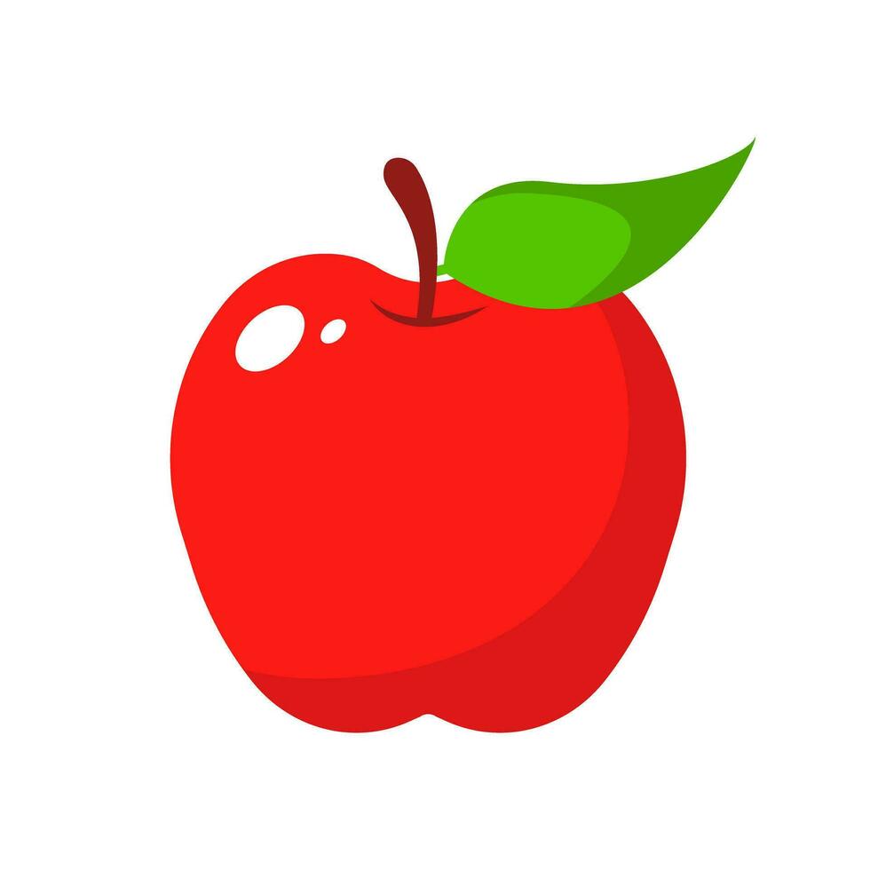 manzana Fruta rojo vistoso sano comida aislado vector ilustración