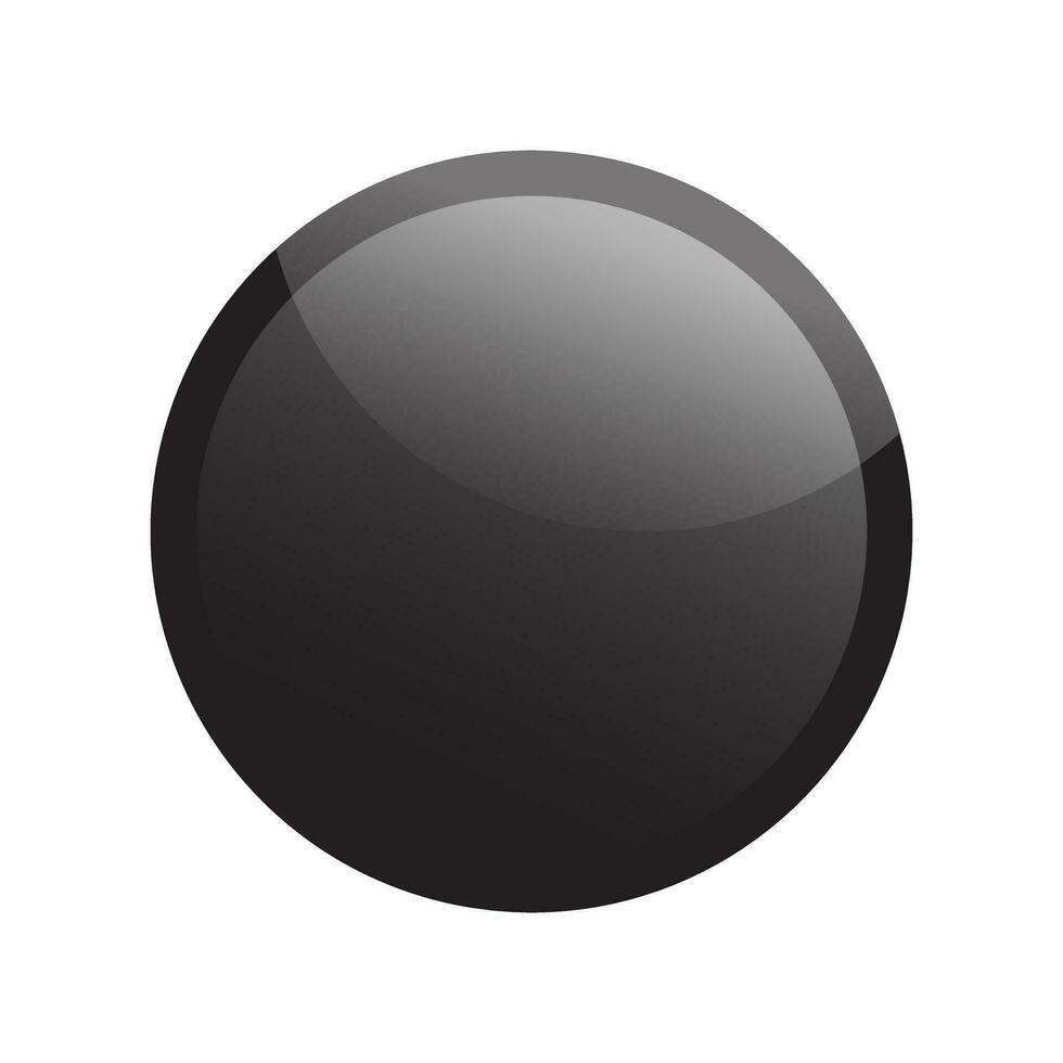 Black Glossy Round Button Blank UI Element Isolated Vector Illustration