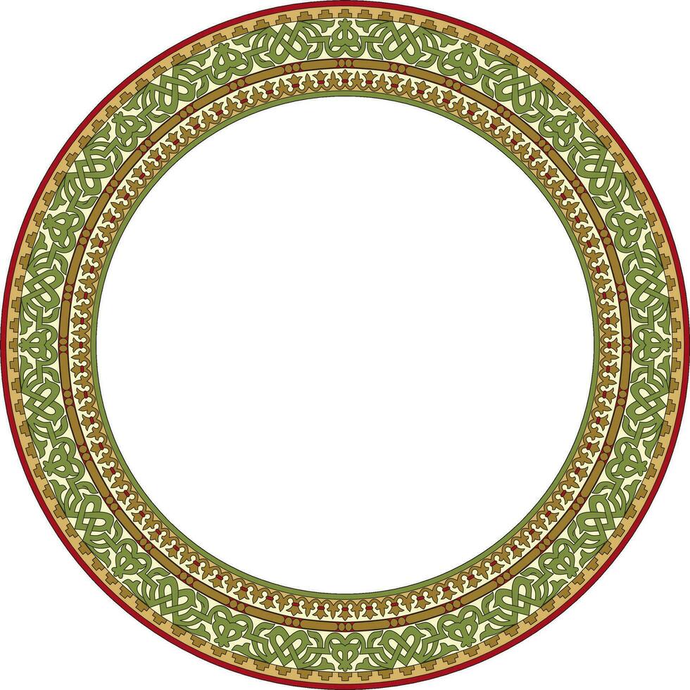 Vector round colored seamless classical byzantine ornament. Infinite circle, border, frame Ancient Greece, Eastern Roman Empire. Decoration of the Russian Orthodox Church.