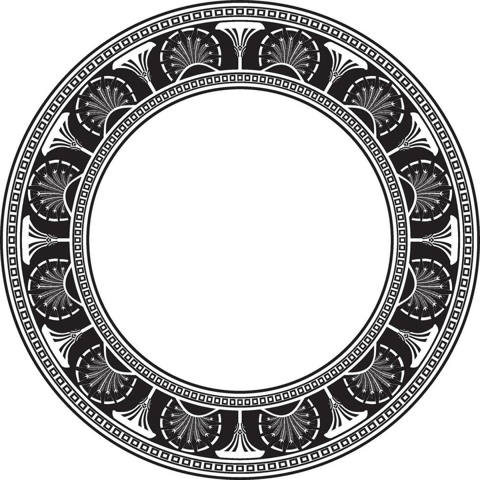 Vector monochrome seamless round Egyptian ornament. Infinite circle, ring, border, Ancient Egypt frame. Suitable for sandblasting, laser and plotter cutting.